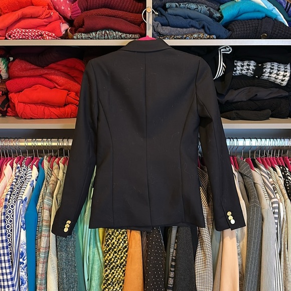 J Crew black one button closure back slit 2 pocket blazer size 00 - Picture 3 of 4